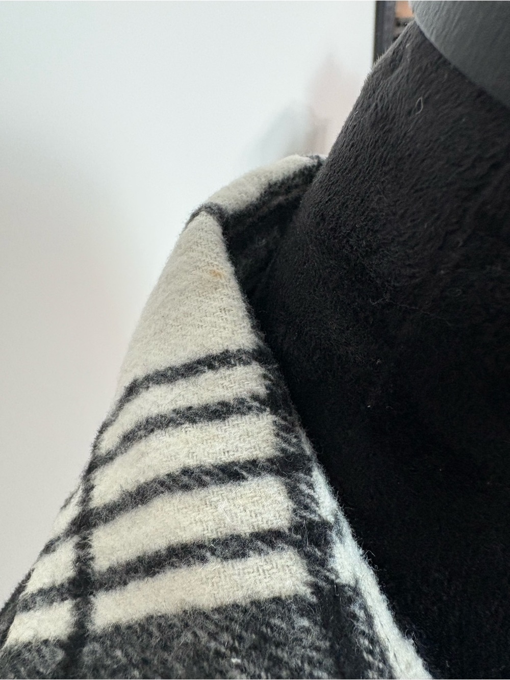 Jou Jou Black & White Plaid Double-Breasted Belted Peacoat - Picture 5 of 10